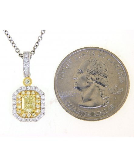 MULTI TONE EMERALD CUT DIAMOND PENDANT (TP2208)