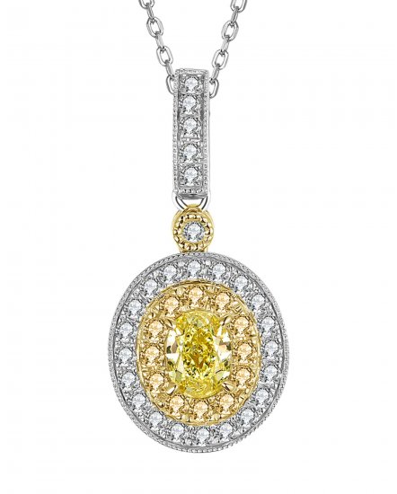 MULTI TONE OVAL DIAMOND PENDANT (TP2215)