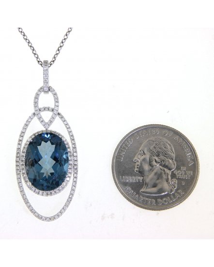 OVAL LONDON BLUE TOPAZ DIAMOND PENDANT (TP2269)