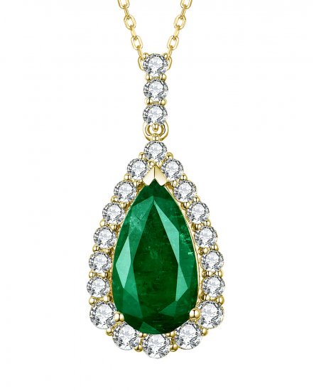 PEAR EMERALD DIAMOND PENDANT (TP2285)