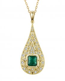 PEAR STYLE EMERALD DIAMOND PENDANT (TP2288)