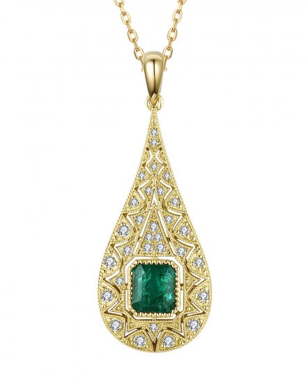 PEAR STYLE EMERALD DIAMOND PENDANT (TP2288)