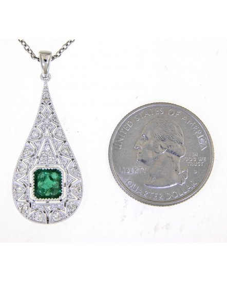 PEAR STYLE EMERALD DIAMOND PENDANT (TP2288)