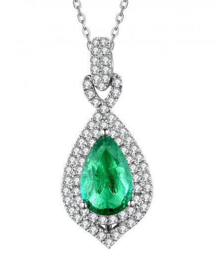 PEAR EMERALD DIAMOND PENDANT (TP2291)