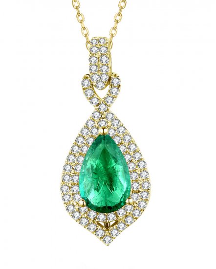 PEAR EMERALD DIAMOND PENDANT (TP2291)