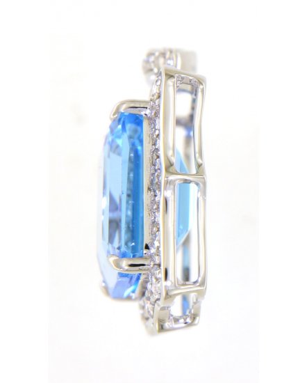 EMERALD CUT SWISS BLUE TOPAZ DIAMOND PENDANT (TP2293)