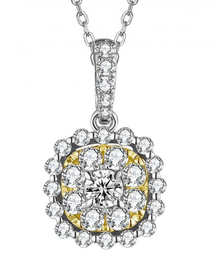 MULTI TONE CUSHION STYLE DIAMOND PENDANT (TP2325)