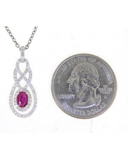 OVAL RUBY DIAMOND PENDANT (TP2335)