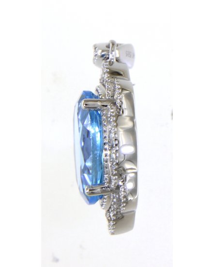 OVAL SWISS BLUE TOPAZ DIAMOND PENDANT (TP2353)