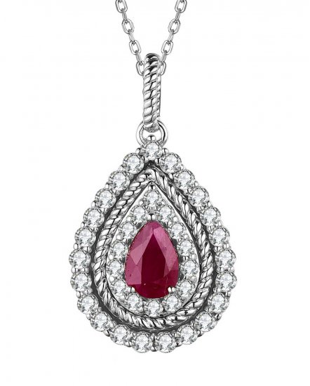 PEAR RUBY DIAMOND PENDANT (TP2355)