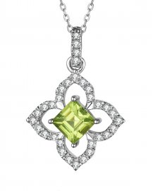 PRINCESS CUT PERIDOT DIAMOND PENDANT (TP2357)