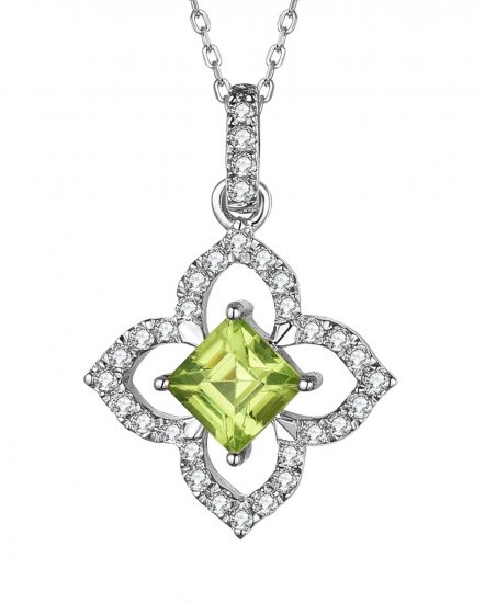 PRINCESS CUT PERIDOT DIAMOND PENDANT (TP2357)