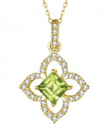PRINCESS CUT PERIDOT DIAMOND PENDANT (TP2357)