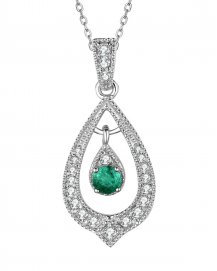 PEAR STYLE EMERALD DIAMOND PENDANT (TP2360)