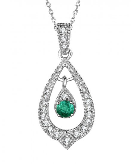 PEAR STYLE EMERALD DIAMOND PENDANT (TP2360)