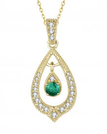 PEAR STYLE EMERALD DIAMOND PENDANT (TP2360)
