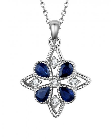 FLORAL STYLE SAPPHIRE DIAMOND PENDANT (TP2363)