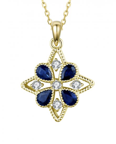 FLORAL STYLE SAPPHIRE DIAMOND PENDANT (TP2363)