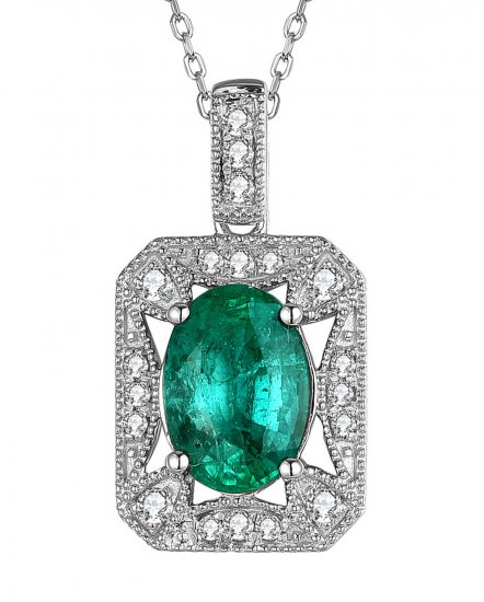 OVAL EMERALD DIAMOND PENDANT (TP2364)