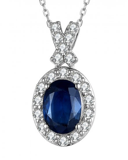 OVAL SAPPHIRE DIAMOND PENDANT (TP2382)