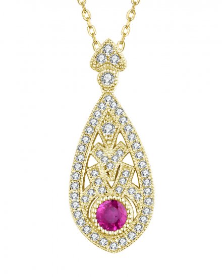 PEAR STYLE RUBY DIAMOND PENDANT (TP2400)