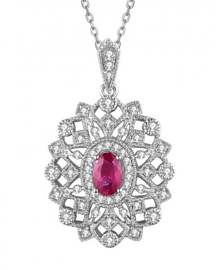 OVAL RUBY DIAMOND PENDANT (TP2402)