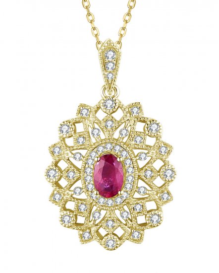 OVAL RUBY DIAMOND PENDANT (TP2402)