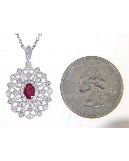 OVAL RUBY DIAMOND PENDANT (TP2402)