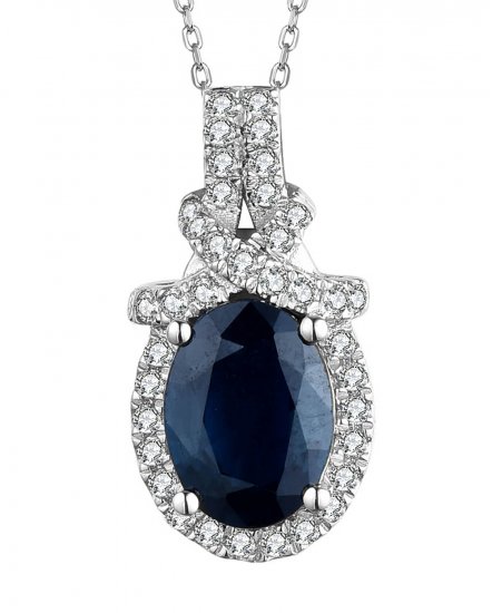OVAL SAPPHIRE DIAMOND PENDANT (TP2414)