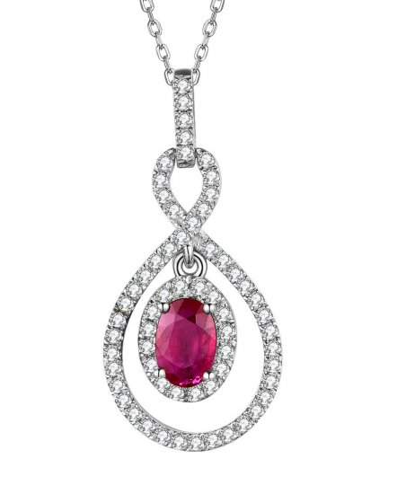 OVAL RUBY DIAMOND PENDANT (TP2421)