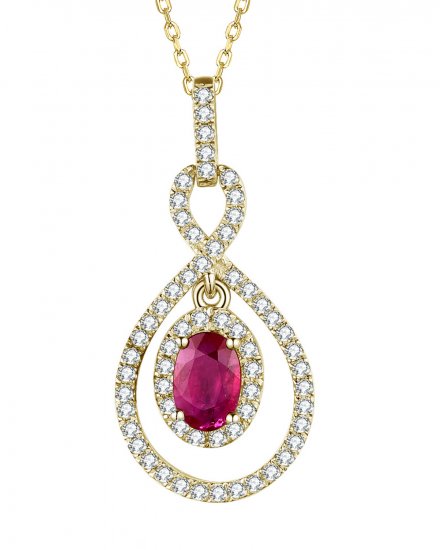 OVAL RUBY DIAMOND PENDANT (TP2421)