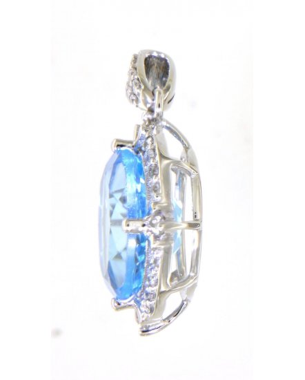 OVAL SWISS BLUE TOPAZ DIAMOND PENDANT (TP2433)