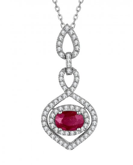 OVAL RUBY DIAMOND PENDANT (TP2434)