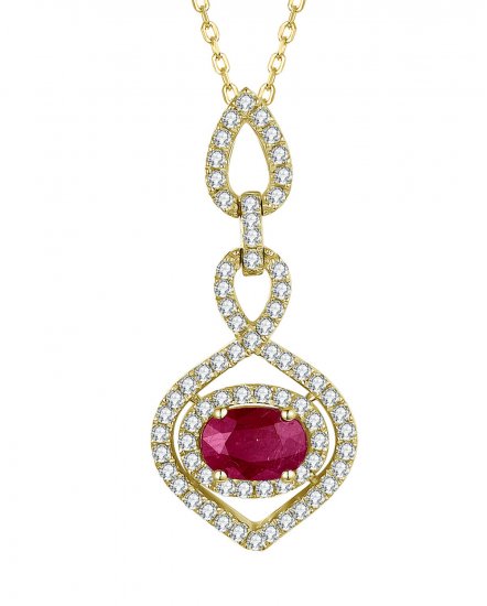 OVAL RUBY DIAMOND PENDANT (TP2434)