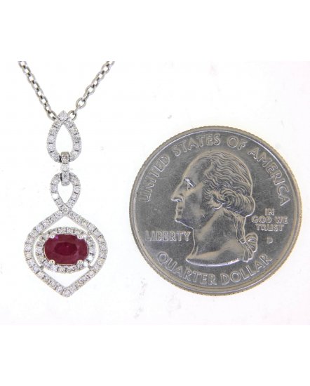 OVAL RUBY DIAMOND PENDANT (TP2434)