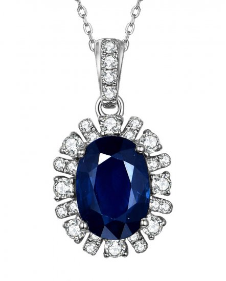 OVAL SAPPHIRE DIAMOND PENDANT (TP2440)