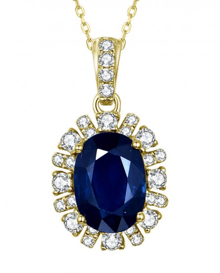 OVAL SAPPHIRE DIAMOND PENDANT (TP2440)