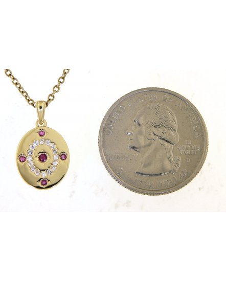 OVAL STYLE COLORED STONE DIAMOND PENDANT (TP2490)