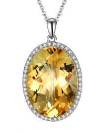 OVAL SHAPE CITRINE DIAMOND PENDANT (TP2520)
