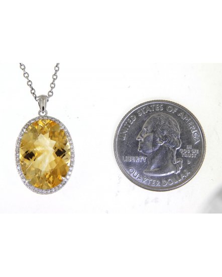 OVAL SHAPE CITRINE DIAMOND PENDANT (TP2520)