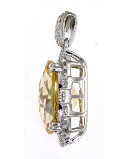 CUSHION SHAPE CITRINE DIAMOND PENDANT (TP2521)