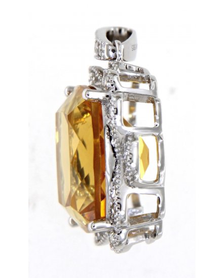 CUSHION SHAPE CITRINE DIAMOND PENDANT (TP2522)
