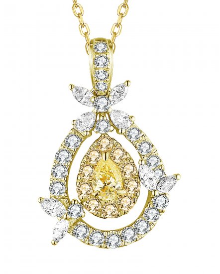 MULTI TONE PEAR DIAMOND PENDANT (TP2523)