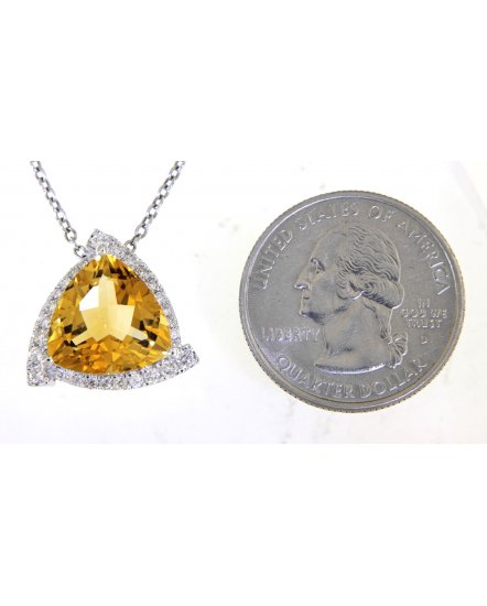 TRIANGLE SHAPE CITRINE DIAMOND PENDANT (TP2525)