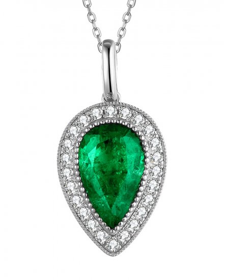 PEAR SHAPE EMERALD DIAMOND PENDANT (TP2530)