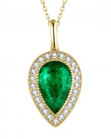 PEAR SHAPE EMERALD DIAMOND PENDANT (TP2530)