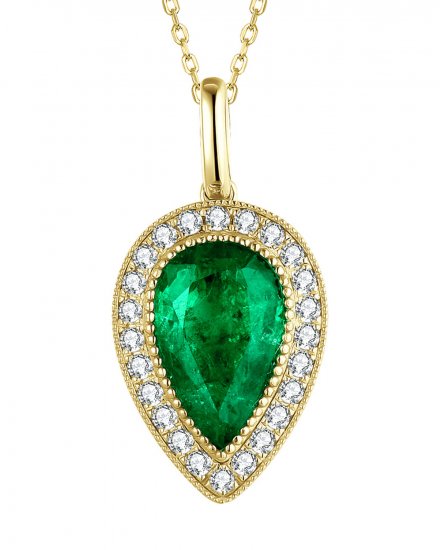 PEAR SHAPE EMERALD DIAMOND PENDANT (TP2530)