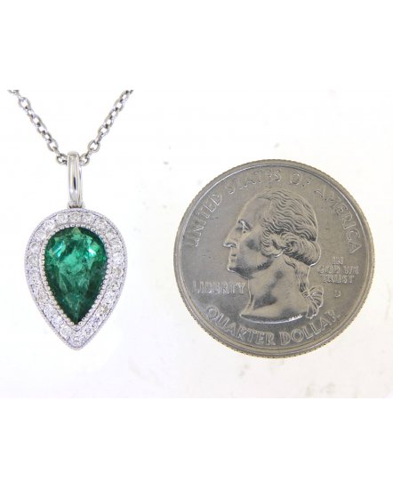 PEAR SHAPE EMERALD DIAMOND PENDANT (TP2530)