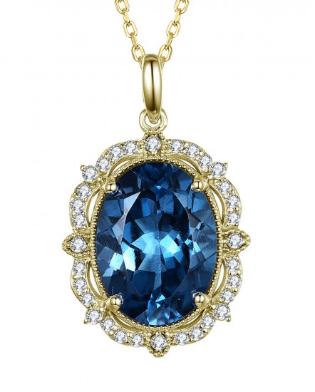 OVAL LONDON BLUE TOPAZ DIAMOND PENDANT (TP2537)