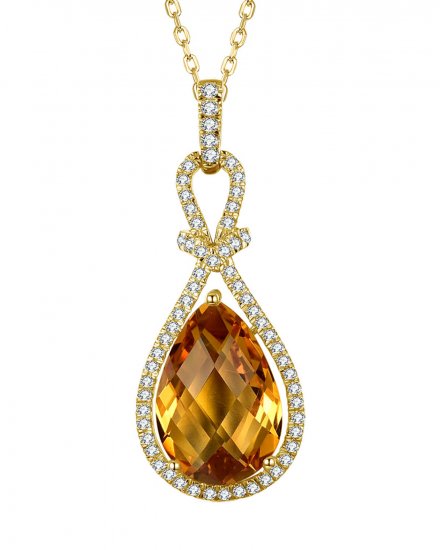 PEAR SHAPE CITRINE DIAMOND PENDANT (TP2543)
